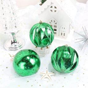 img 1 attached to 🎄 Large Green Christmas Ball Ornament Set of 4 - 4 Inch Oversized Mercury Decorative Hanging Decoration for Xmas Party - MOWARM