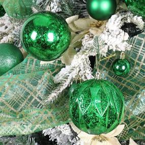 img 2 attached to 🎄 Large Green Christmas Ball Ornament Set of 4 - 4 Inch Oversized Mercury Decorative Hanging Decoration for Xmas Party - MOWARM