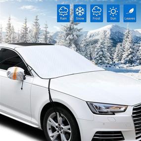 img 4 attached to 🚗 2020 Car Windshield Snow Ice Cover with 4 Layers Protection, Wheel Straps & Mirror Covers - Thickened Waterproof Snow Cover for Ultimate Snow, Ice, and UV Defense - Fits Most Cars