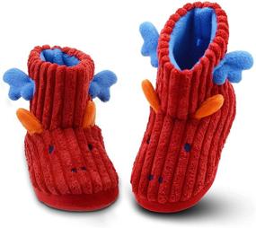 img 4 attached to SKABIU Toddler/Boys/Girls Bootie Slippers: Adorable Animals, Cozy Warmth for Indoors & Outdoors