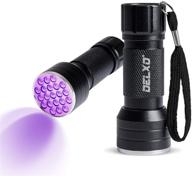 🔦 delxo 2 pack uv flashlight: detect pet urine stains, bed bugs, scorpions, and fluorescent agents with 21 led black light 395nm logo