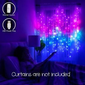 img 3 attached to 🦄 Unicorn LED String Curtain Lights with Dimmer Switch - Ideal for Teen Room, Girls Room, College Dorm, Nursery and Kids Room Decor. Perfect for Mermaid, Purple, Pink Decoration. (Standard Version)