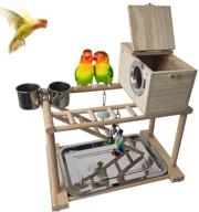 🦜 kathson wooden bird play stand gym playpen for parrots - ideal for conure, cockatiel, lovebirds - includes climb ladder, chewing toys & parakeet nesting box - fun activity exercise center at parrot playground logo