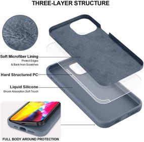 img 1 attached to 📱 MHH iPhone 12/12 Pro Case with Kickstand [Liquid Silicone] Microfiber Liner, Thickened Gel Rubber Anti-Scratch Full Body Protection Cover - Lavender Grey