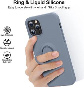 img 2 attached to 📱 MHH iPhone 12/12 Pro Case with Kickstand [Liquid Silicone] Microfiber Liner, Thickened Gel Rubber Anti-Scratch Full Body Protection Cover - Lavender Grey