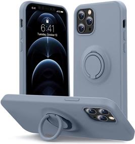 img 4 attached to 📱 MHH iPhone 12/12 Pro Case with Kickstand [Liquid Silicone] Microfiber Liner, Thickened Gel Rubber Anti-Scratch Full Body Protection Cover - Lavender Grey