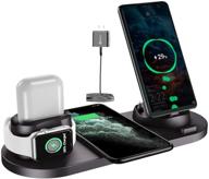 🔌 wireless charging station with wall charger for multiple devices - all-in-one, designed for apple products, fast qi charger for apple watch, airpods pro, iphone - black logo