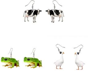 img 3 attached to Cute Animal Earrings Set with Mushroom, Sunflower, and Pencil Designs - Unique Cartoon Jewelry for Women and Girls