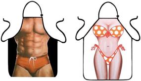 img 4 attached to 👙 VIPbuy Водонепроницаемый Человек без Одежды и Девушка в бикини Фартук: Забавные и Сексуальные Фартуки для Пар - Новогодние Подарки