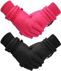 img 4 attached to 🧤 Cooraby 2 Pairs Kids Winter Gloves: Warm Lined Ski Gloves for 1-3 Years Infants