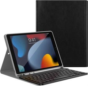 img 4 attached to 🔌 Dadanism Keyboard Case for iPad 9th/8th/7th Generation 10.2 Inch (2021/2020/2019 Model) - Detachable Wireless Bluetooth Keyboard Stand PU Leather Case with Pencil Holder - Black