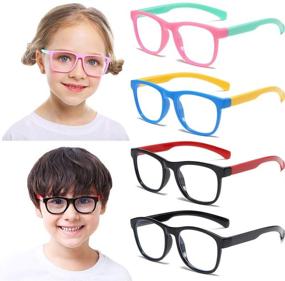 img 3 attached to 👓 Kid's 4 Pack Blue Light Blocking Glasses: Protect Eyes from Digital Strain, Gaming, and Screens - Ages 3-10