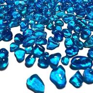 🔷 1lb sea blue glass stones: marbles, pebbles, gems for vases fillers with irregular shape, non-toxic smooth glass beads - perfect table scatter, aquarium fillers, gems displaying, gem glass confetti logo