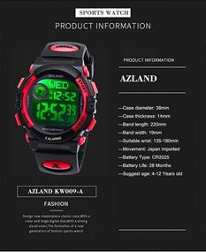 img 3 attached to AZLAND Updated Version: Waterproof Digital Sports Kids Watch with Three Alarms - Ideal for Boys and Girls