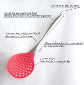 img 2 attached to 🍳 Tenta Kitchen Premium Stainless Steel Silicone Utensil Set - Ideal for Cooking: Fring Spoon, Strainer, Slotted Spoon, Ladle, Spatula Turner, Skimer, Conlander + Silicone Skimmer