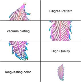 img 1 attached to Beadthoven 50pcs Stainless Steel Feather Charm Pendants – Stunning Rainbow Etched Metal Embellishments for DIY Bracelet and Necklace Making