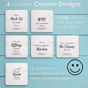 img 2 attached to 😂 Hilarious Drink Coasters with Holder - 6 Piece Novelty Gift Set for Friends, Men, Women - Funny Sayings - Perfect for Housewarming, Birthdays, Living Room Decor, White Elephant, Holiday Parties