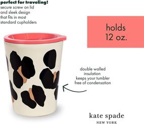 img 2 attached to 🌲 Kate Spade New York Insulated Stainless Steel Tumbler, Leopard Print 12oz Double Wall Travel Coffee Cup with Lid, Forest Feline Print