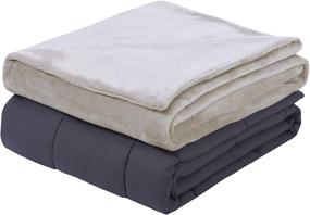 img 4 attached to 🛏️ Dream Lab Plush 15lb Weighted Blanket: Removable & Washable Cover, Taupe, 48" x 72
