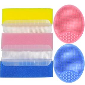 img 4 attached to Baby Bath Brush, Cradle Cap Brush, Baby Bath Sponge Brush, Essential Baby Care for Dry Skin, Cradle Cap (Blue, Pink, Yellow)