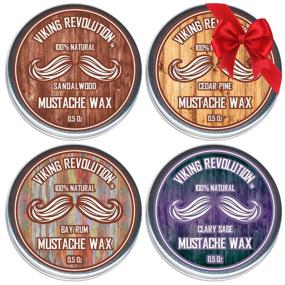 img 4 attached to 🧔 Superior Mustache Wax Variety Pack for Men - Strong Hold to Style, Train and Tame - Sandalwood, Clary Sage, Cedar Pine, Bay Rum Styles