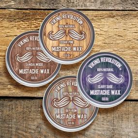 img 1 attached to 🧔 Superior Mustache Wax Variety Pack for Men - Strong Hold to Style, Train and Tame - Sandalwood, Clary Sage, Cedar Pine, Bay Rum Styles