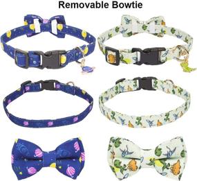 img 1 attached to 🐶 Adjustable Dog Collar with Bow Tie, Cute Universe & Dinosaur Pattern, Ideal for Small, Medium, & Large Dogs, Pets (Size: Medium)