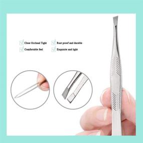 img 2 attached to 💇 Sansheng 24-Piece Stainless Steel Tweezers Set - Oblique Eyebrow Tweezers for Men and Women, Metal Eyebrow Shaping and Facial Hair Removal Kit, with Oblique Tips (Silver)