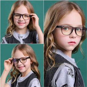 img 2 attached to 👓 2 Pack Kids Blue Light Blocking Glasses for Girls and Boys Age 3-10, Anti Blue Light & Headache, Computer Video Gaming Glasses (Transparent Black + Transparent)