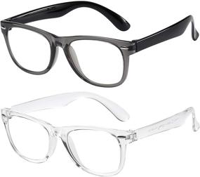 img 3 attached to 👓 2 Pack Kids Blue Light Blocking Glasses for Girls and Boys Age 3-10, Anti Blue Light & Headache, Computer Video Gaming Glasses (Transparent Black + Transparent)