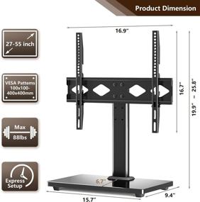 img 1 attached to TAVR Universal Tabletop TV Stand for 27-55 Inch LED LCD Flat 📺 Screen TVs, Height Adjustable Base with Tempered Glass, Holds up to 88lbs, VESA 400x400mm