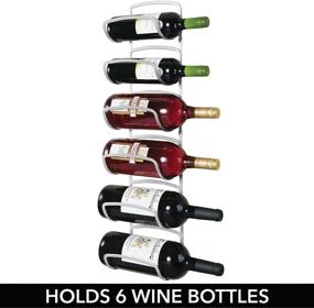 img 1 attached to 🍷 Stylish and Space-Saving Wine Bottle Storage Rack - mDesign Metal Organizer for Kitchen, Pantry, Dining Room, Bar, Wine Cellar - Holds 6 Bottles - Wall Mount - Light Gray