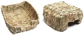 img 3 attached to 🐰 Tfwadmx Natural Straw Woven Grass Bed for Rabbits, Hamsters, Gerbils, Chinchillas, Guinea Pigs, Mice, and Other Small Animals - Rabbit Grass Bed, Bunny Chew Toys Hay Mat (2 Pcs)