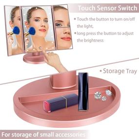 img 1 attached to 💄 Deweisn Tri-Fold Lighted Vanity Mirror with LED Lights, Touch Screen, and Magnification, Perfect for Makeup and Travel