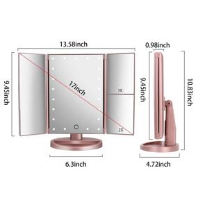 img 3 attached to 💄 Deweisn Tri-Fold Lighted Vanity Mirror with LED Lights, Touch Screen, and Magnification, Perfect for Makeup and Travel