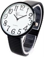 ⌚ easy-to-read black extra large face flat band watch with stretch for optimal comfort logo