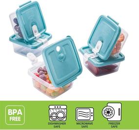 img 1 attached to Versatile BPA-Free Plastic Food Storage Containers with Attached Lids - Multi 🍱 Sizes for Microwave, Freezer, and Dishwasher - Convenient Steam Release Valve (24, Light Blue)