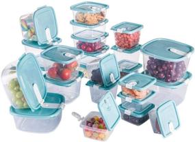 img 4 attached to Versatile BPA-Free Plastic Food Storage Containers with Attached Lids - Multi 🍱 Sizes for Microwave, Freezer, and Dishwasher - Convenient Steam Release Valve (24, Light Blue)