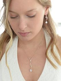 img 2 attached to Elegant Mariell Graceful Rose Gold CZ Teardrop Jewelry Set: Perfect for Brides, Bridesmaids, and Prom Glam