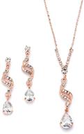elegant mariell graceful rose gold cz teardrop jewelry set: perfect for brides, bridesmaids, and prom glam logo
