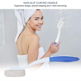 img 2 attached to 🦶 Foot Care Tool: Long Handle Cutin Foot File and Massage Brush for Wet Dry Feet - Remove Dead Skin, Scrub with Pumice Stone, and Cleanse for Beauty Foot Care