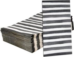 img 3 attached to Versatile 100 Black & White Stripe Guest Napkins: 3-Ply Disposable Paper Pack for Various Occasions - Halloween, Wedding, Birthday, and More!