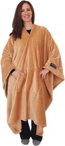 img 4 attached to 🧥 throwbee Original Blanket-Poncho Beige: The Ultimate Sleeveless Wearable Blanket for All Ages - Soft and Versatile for Indoor and Outdoor Use
