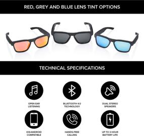 img 3 attached to 🎧 Inventiv Wireless Bluetooth Audio Sunglasses, Open Ear Headphones for Music & Hands-Free Calling, Men & Women, Polarized Glasses Lenses (Black Frame/Grey Tint)