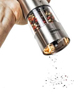 img 2 attached to Meridia Electric Salt and Pepper Grinder Set - Battery Operated Mill 🎁 with Adjustable Coarseness, Automatic Shakers with Light - Perfect Christmas & Holiday Gift