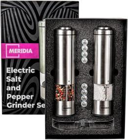 img 3 attached to Meridia Electric Salt and Pepper Grinder Set - Battery Operated Mill 🎁 with Adjustable Coarseness, Automatic Shakers with Light - Perfect Christmas & Holiday Gift