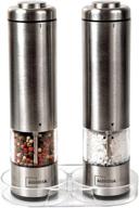 meridia electric salt and pepper grinder set - battery operated mill 🎁 with adjustable coarseness, automatic shakers with light - perfect christmas & holiday gift logo