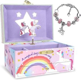 img 4 attached to 🦄 Enchanting Unicorn Musical Jewelry Bracelet with Sparkling Glitter