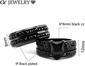 img 1 attached to 💍 Gy Jewelry Couple Ring: His and Hers Black Gold Filled CZ Women's Wedding Band with Men's Stainless Steel Bridal Sets