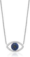 👁️ sterling silver evil eye necklace pendant: symbolic protection with simulated diamonds and blue sapphire - 17.5 inch logo